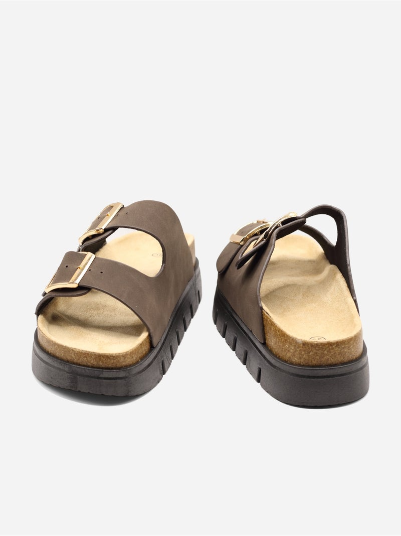 Mules met plateauzool Bruin - Kiabi