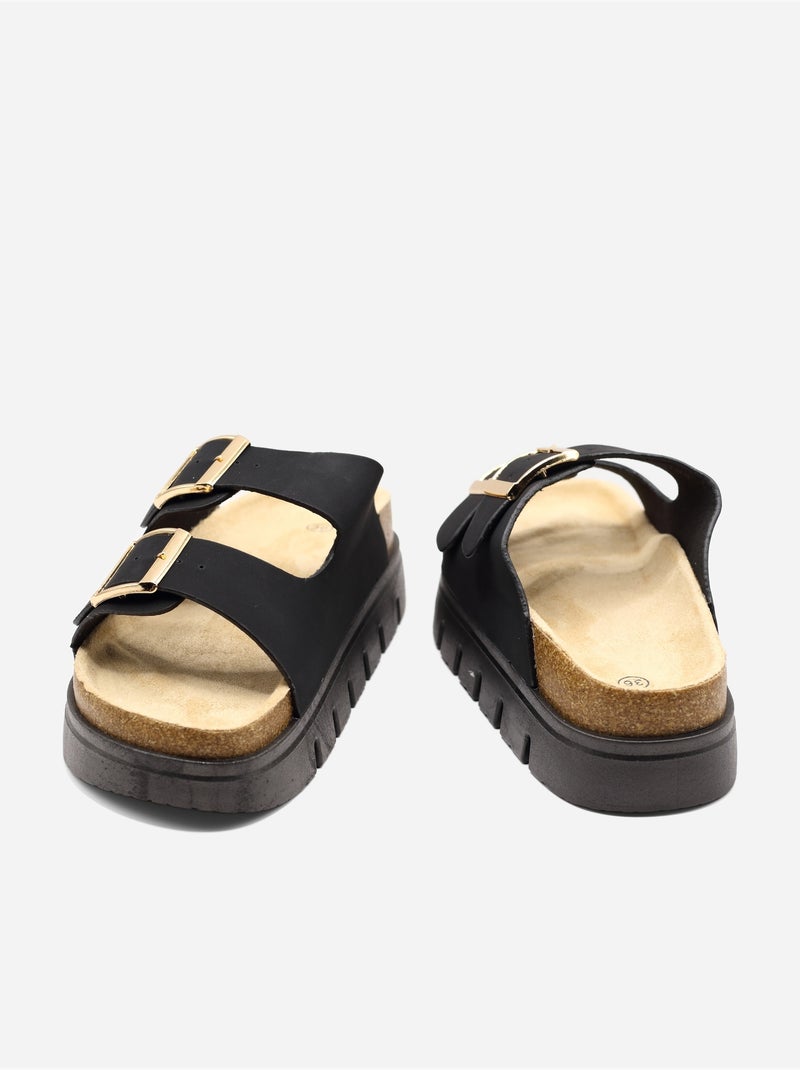 Mules met plateauzool Zwart - Kiabi