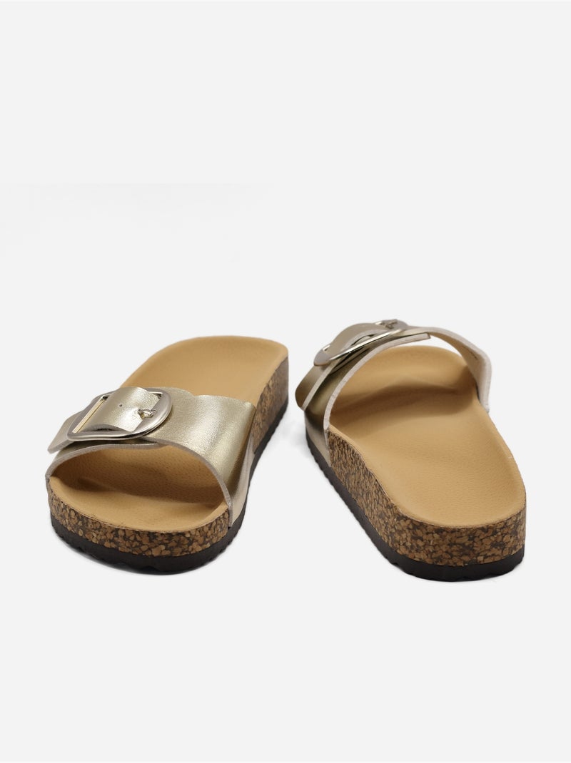 Mules met riempje Goud/Goudkleurig - Kiabi