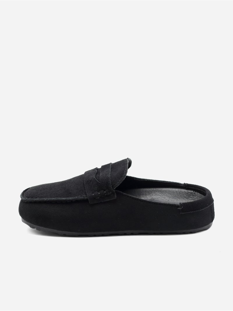 Mules met suède-look Zwart - Kiabi