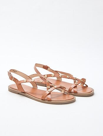 Mules multi-brides à clous brillant