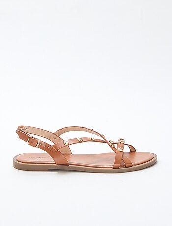 Mules multi-brides à clous brillant