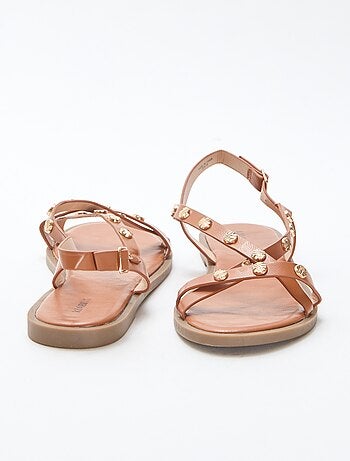 Mules multi-brides à clous brillant