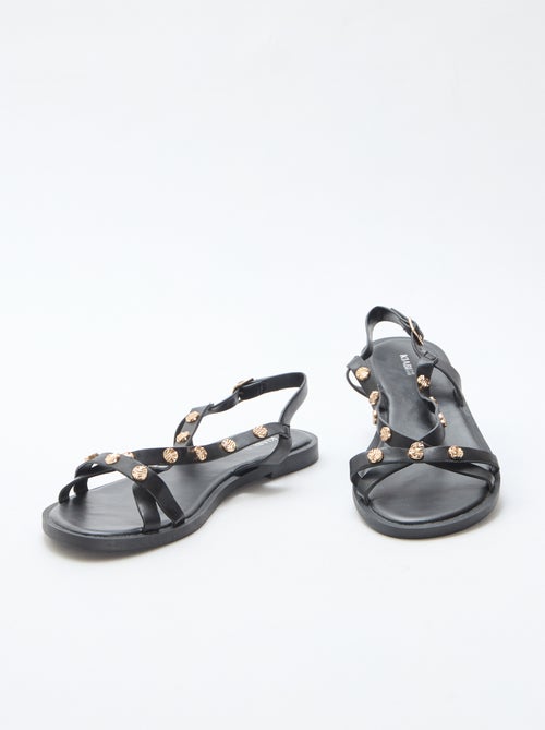 Mules multi-brides à clous brillant - Kiabi