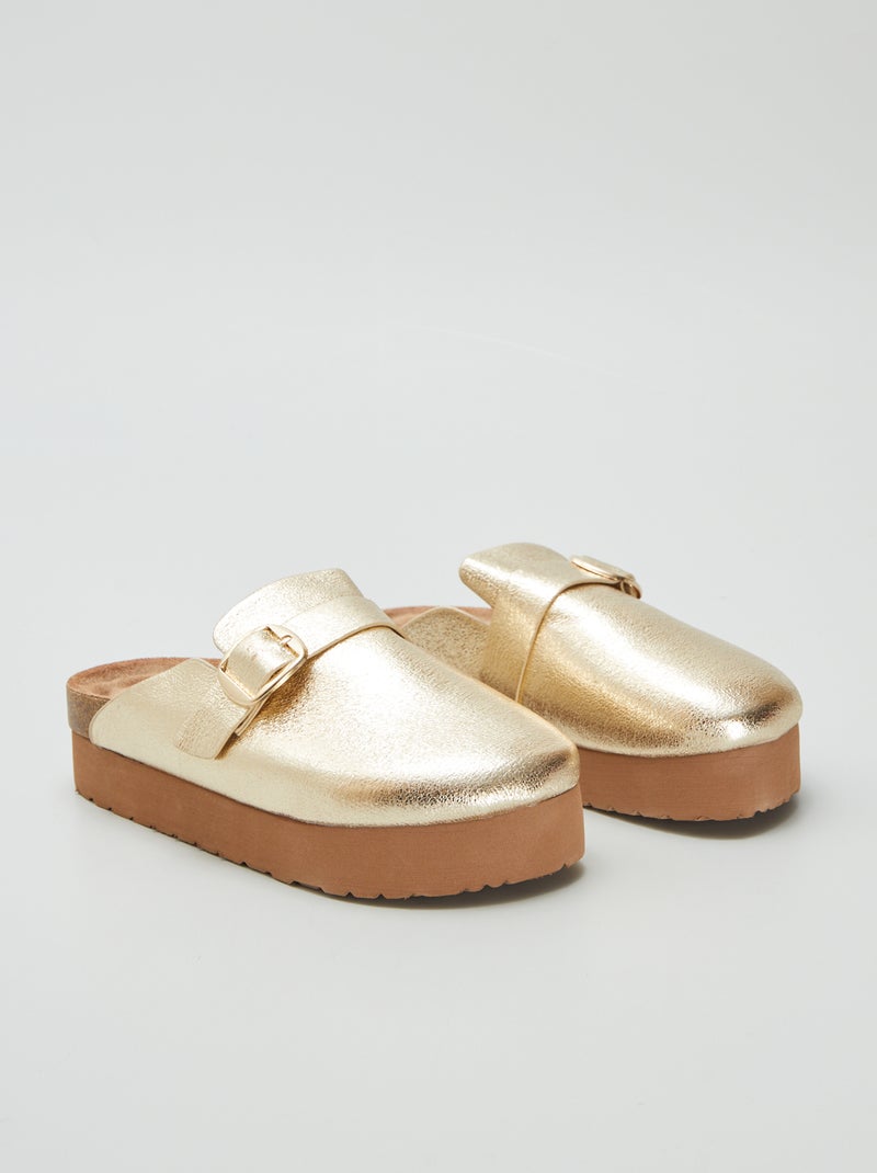 Mules sabots dorés Beige - Kiabi