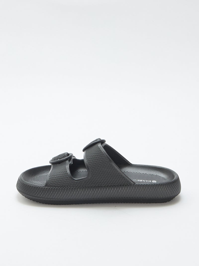 Mules unies à double bride Noir - Kiabi