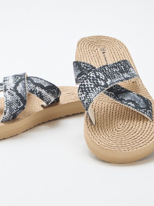Mules van textiel met gekruiste bandjes - Kiabi