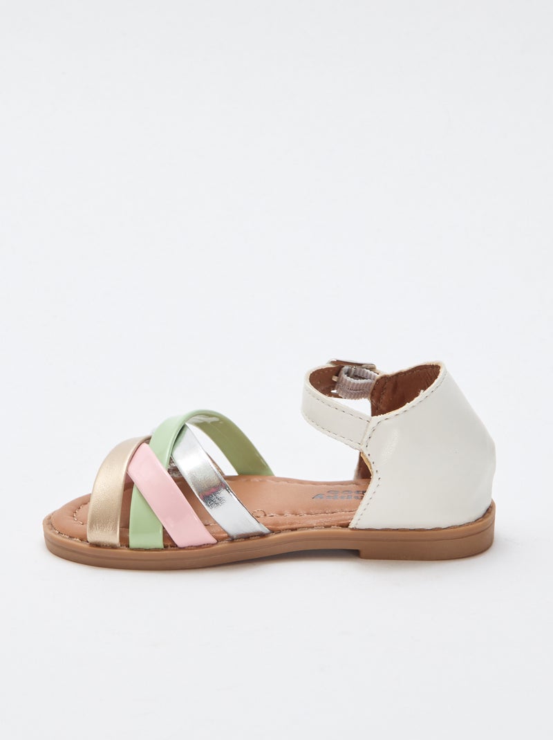 Multikleuren sandalen met meerdere bandjes Wit - Kiabi