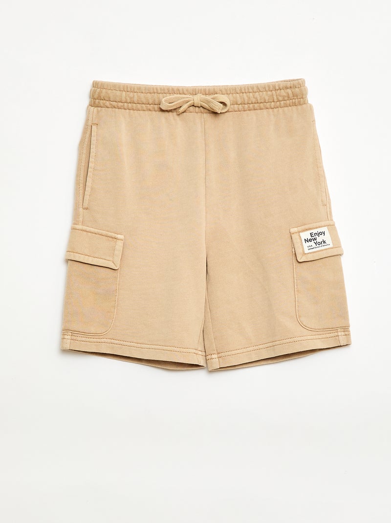 Multizakken short van joggingstof Biege - Kiabi