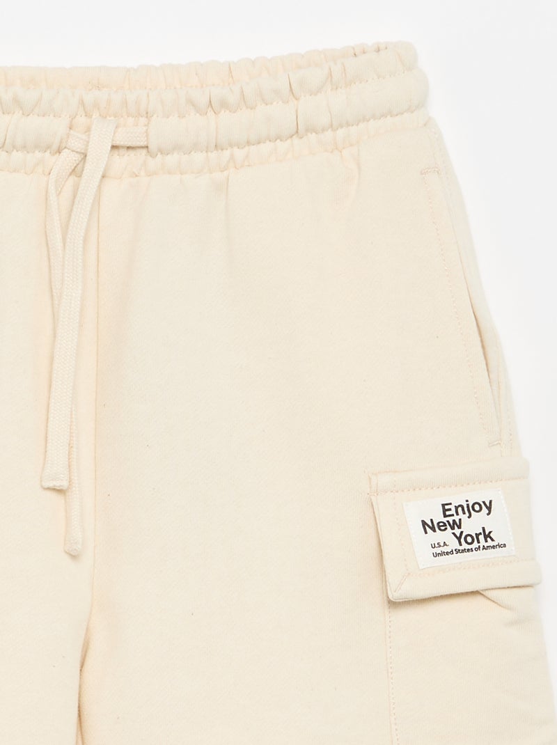 Multizakken short van joggingstof Biege - Kiabi