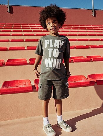 Multizakken short van joggingstof