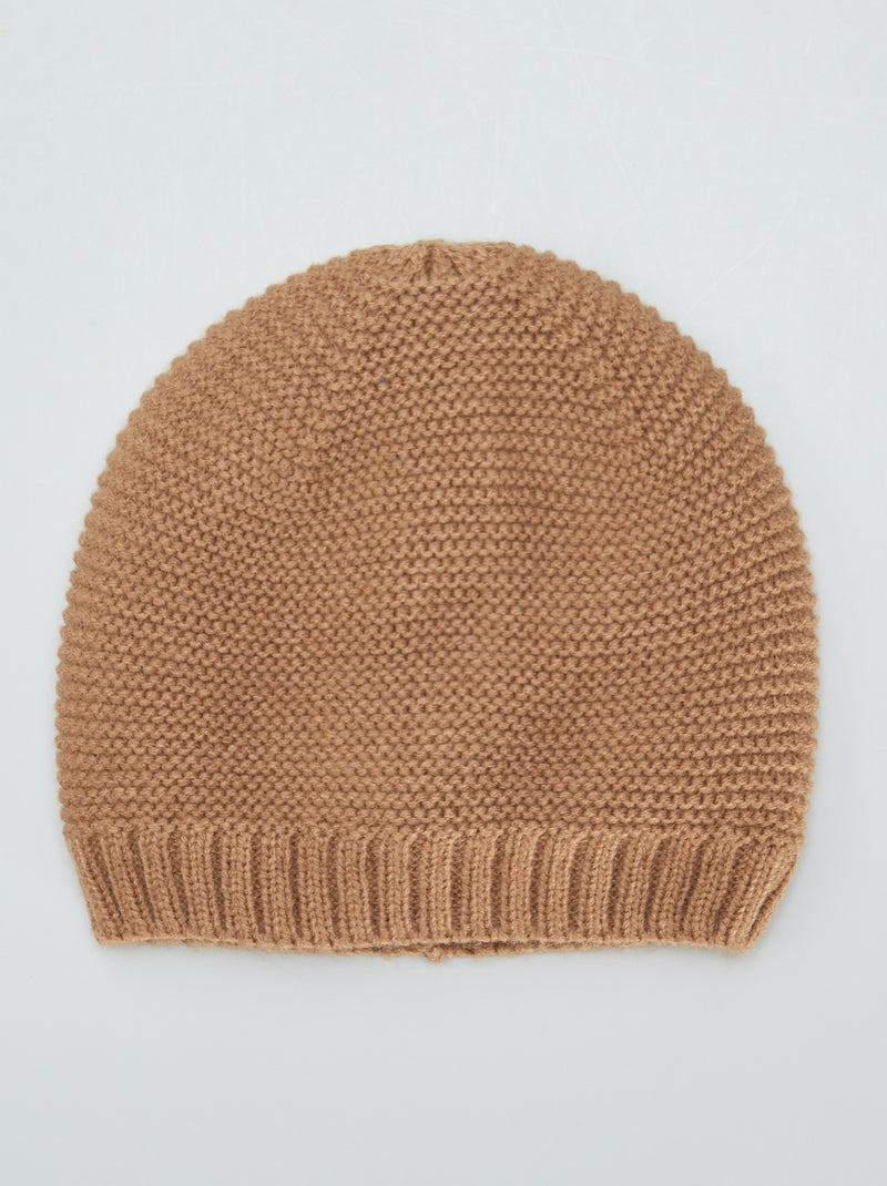 Muts in eenvoudige ribbelsteek BRUIN - Kiabi