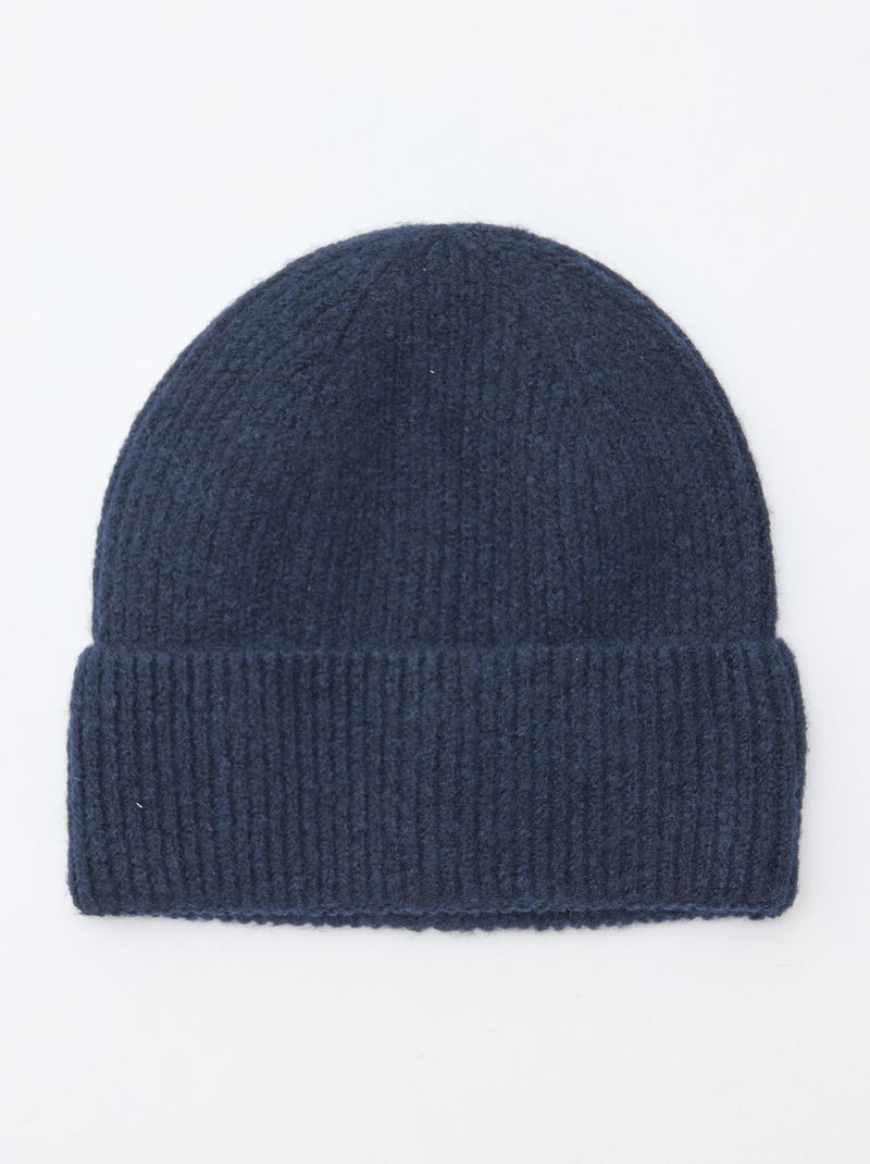 Muts met omslag en ribbelpatroontje Blauw - Kiabi