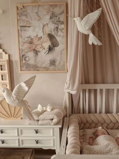Muurtrofee kind, kolibrie in beige linnen - Kiabi