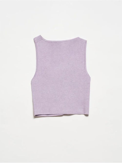 Naadloze asymmetrische cropped gebreide top dilvin - Kiabi