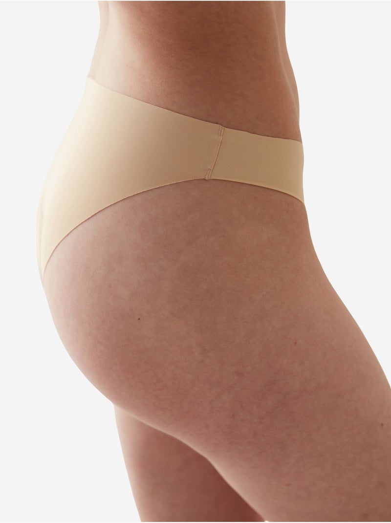 Naadloze gladde slip met middelhoge taille en lasersnit penti Klei-beige - Kiabi