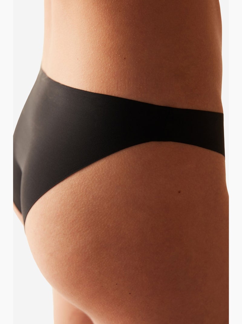 Naadloze gladde slip met middelhoge taille en lasersnit penti Zwart - Kiabi