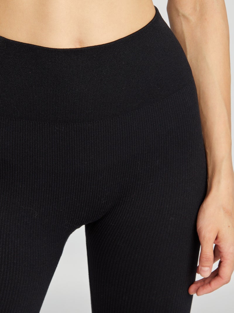Naadloze legging van ribstof zwart - Kiabi