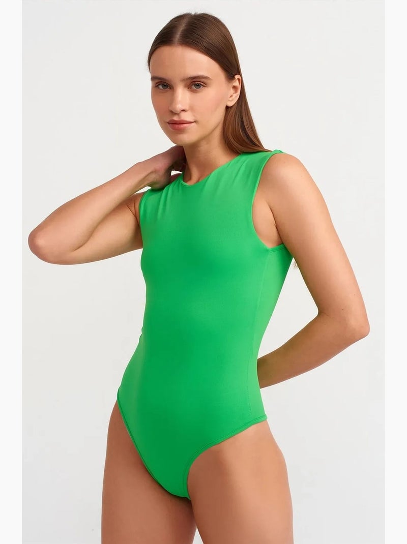 Naadloze mouwloze slim-fit unitard dilvin Groen - Kiabi