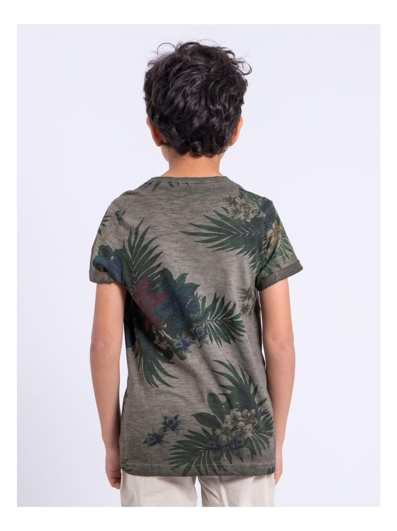 NABANE-J T-shirt met korte mouwen, ronde hals en gemaakt van puur katoen Kaki - Kiabi