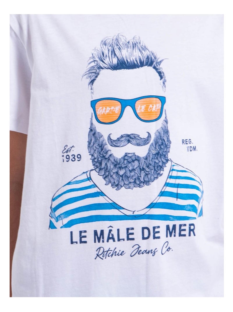 NABARZU-J T-shirt met korte mouwen en ronde hals van puur katoen Wit - Kiabi