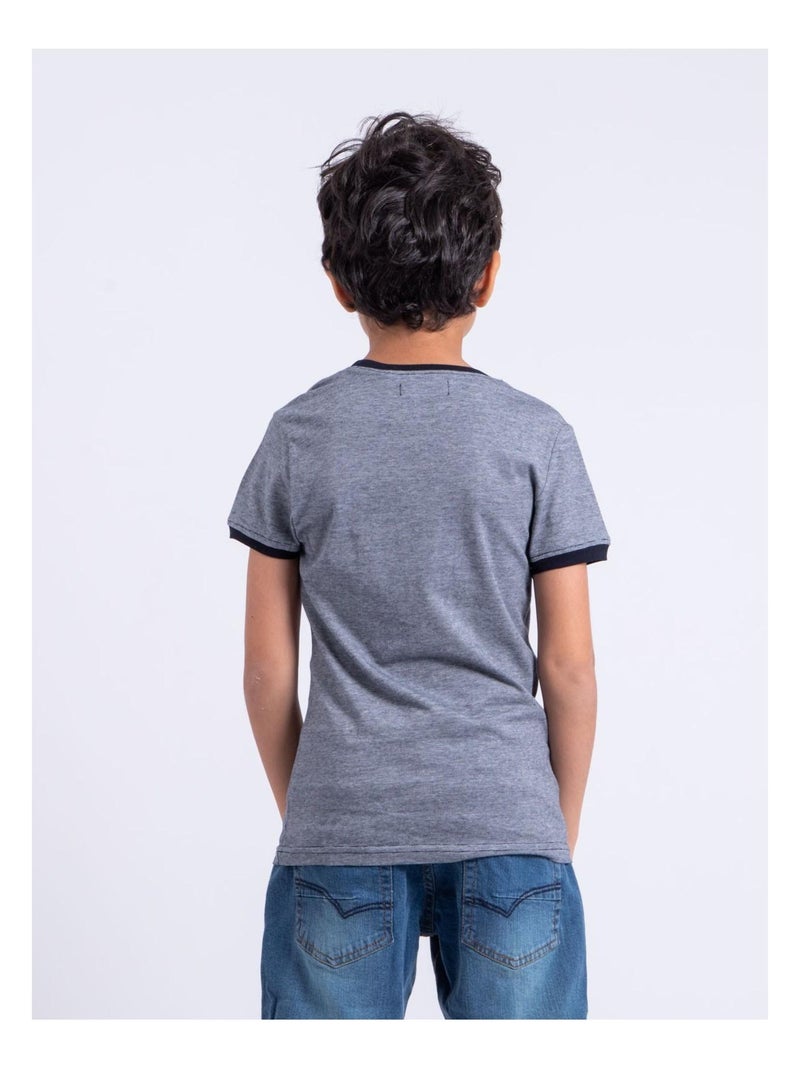 NABASTIL-J T-shirt met korte mouwen en ronde hals van puur katoen Marineblauw - Kiabi