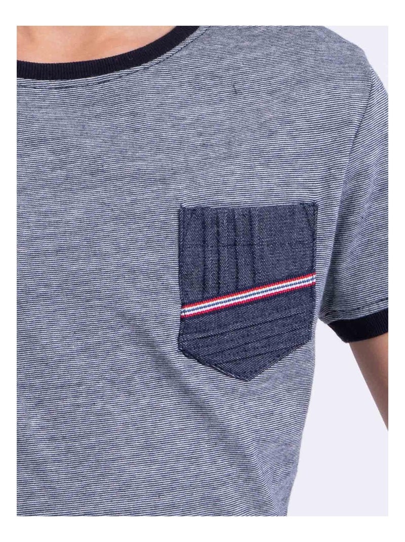 NABASTIL-J T-shirt met korte mouwen en ronde hals van puur katoen Marineblauw - Kiabi