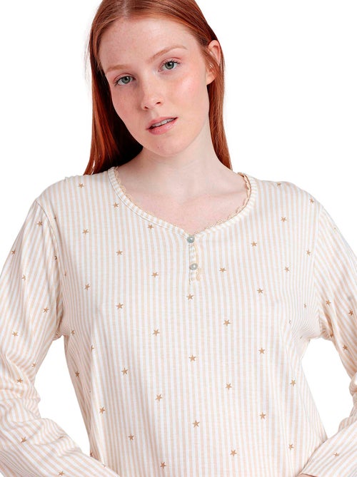 Nachthemd met lange mouwen en ronde hals stripes and stars - Kiabi Nachthemd met lange mouwen en ronde hals stripes and stars - Kiabi