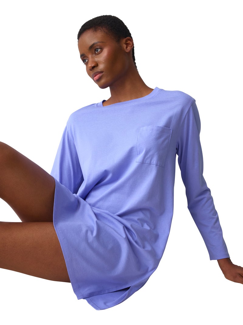 Nachthemd met lange mouwen minimalistic Blauw - Kiabi