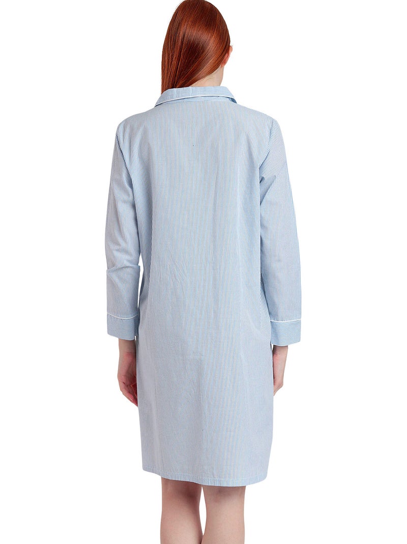 Nachthemd met lange mouwen stripes home Blauw - Kiabi