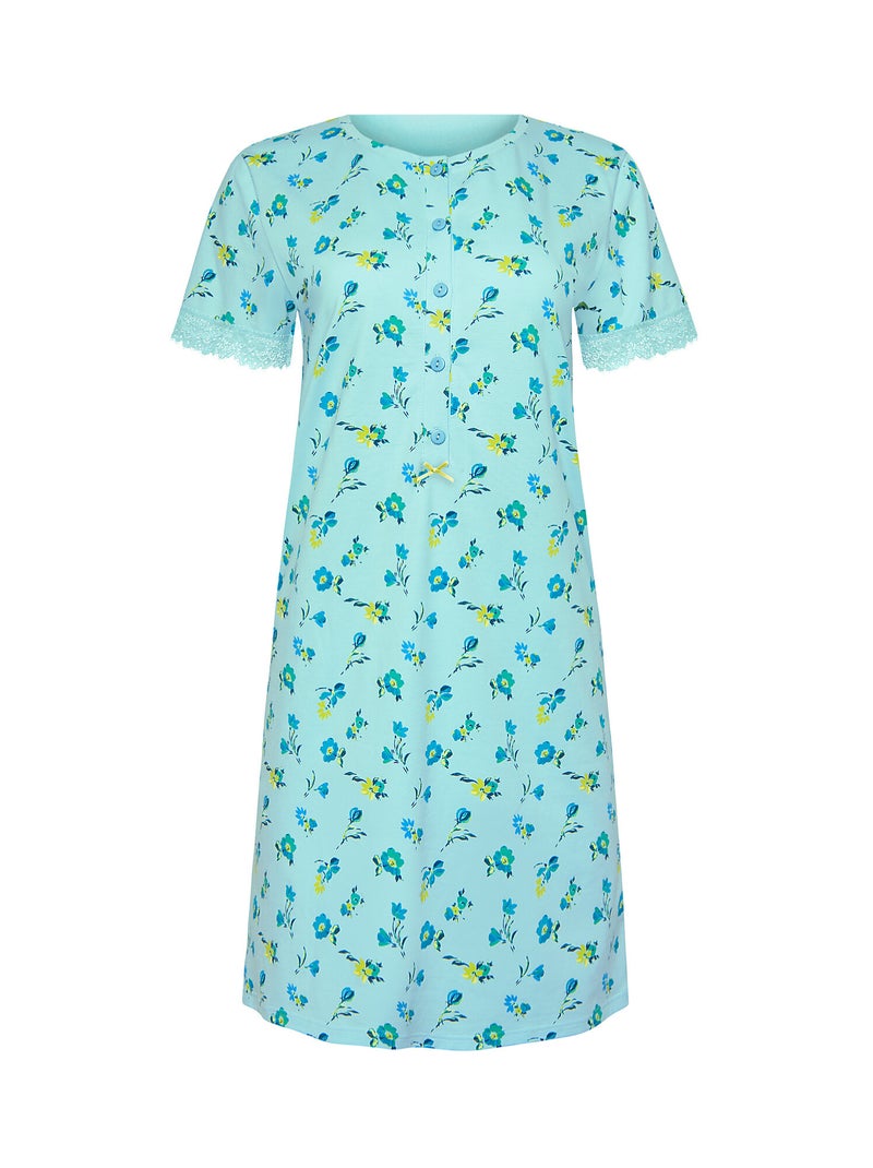 Nachthemd met slipe mouwen bloomy Blauw - Kiabi