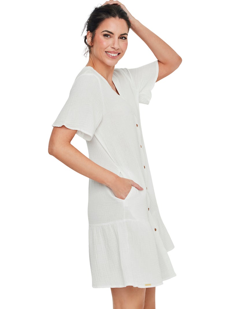 Nachthemd met slipe mouwen homewear p119 Wit - Kiabi