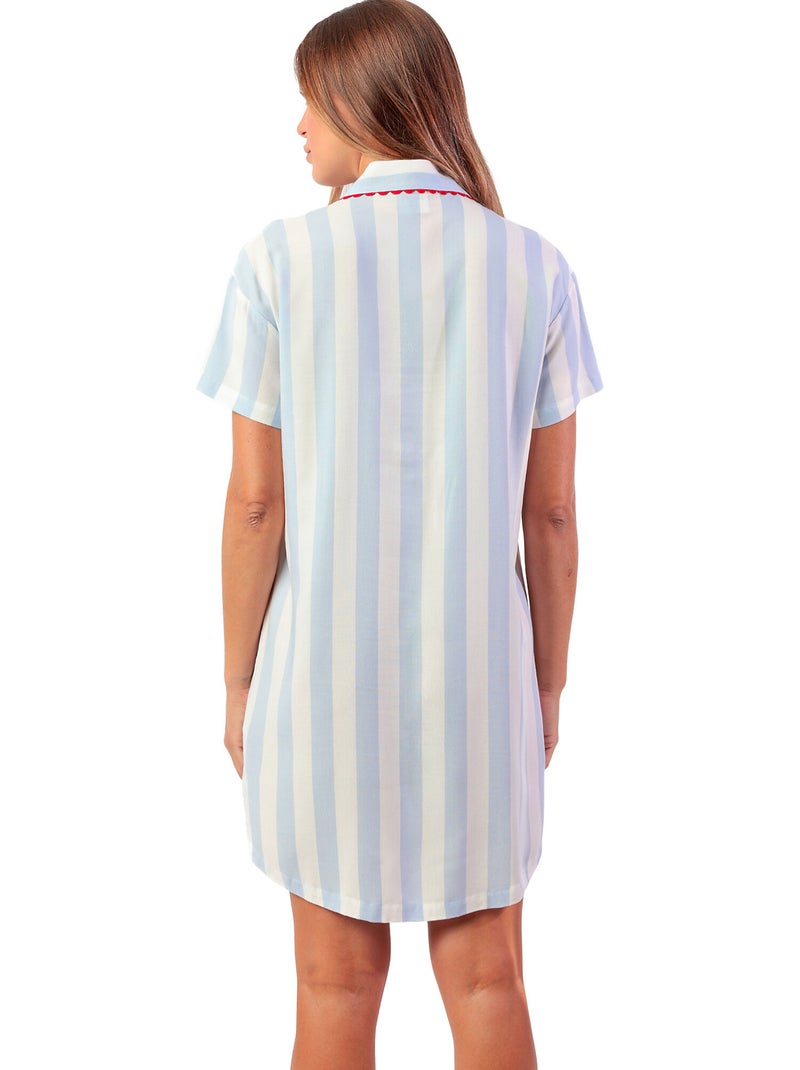 Nachthemd met slipe mouwen light stripes Blauw - Kiabi