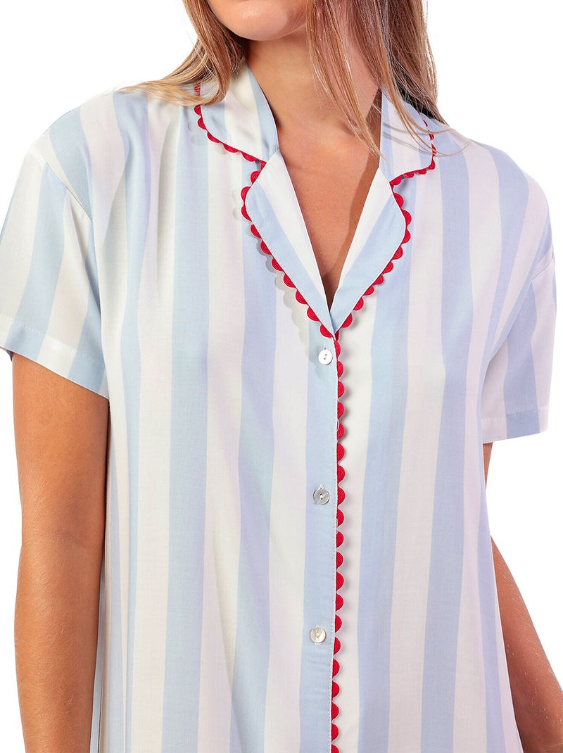 Nachthemd met slipe mouwen light stripes Blauw - Kiabi