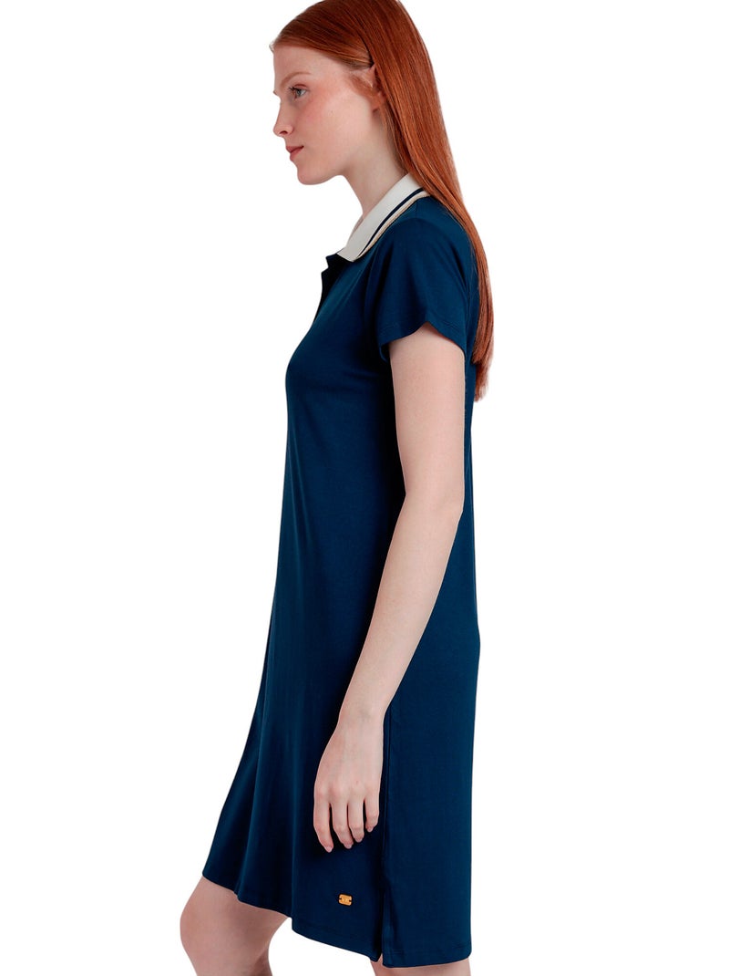 Nachthemd met slipe mouwen polo trip Marineblauw - Kiabi