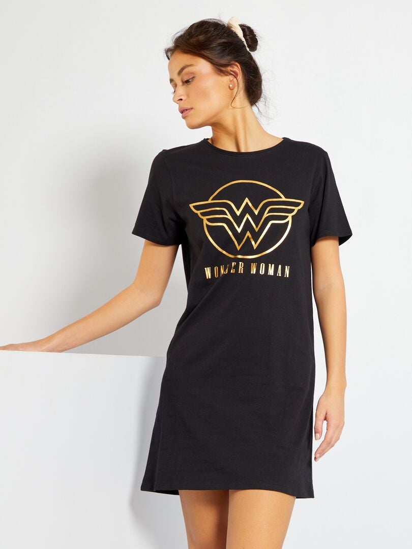 Nachthemd 'Wonder Woman' zwart - Kiabi