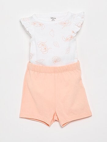 Nachtset 'Disney' - body met volantmouwtjes + short