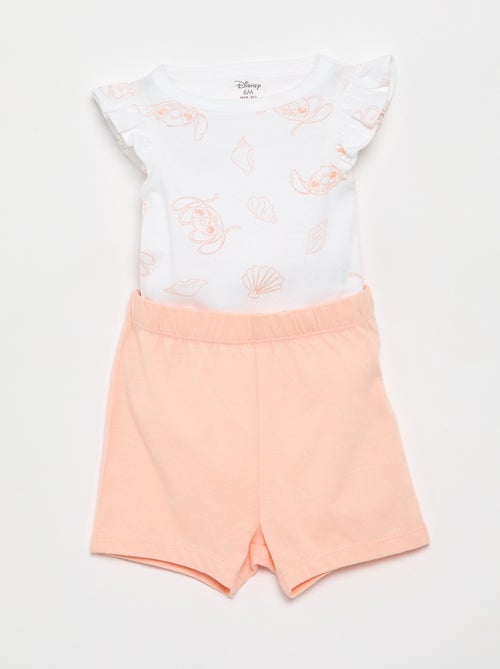 Nachtset 'Disney' - body met volantmouwtjes + short - Kiabi