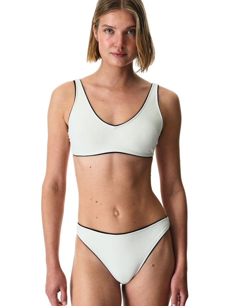 Nadia bikinibroekje met structuur en middelhoge taille penti Wit - Kiabi