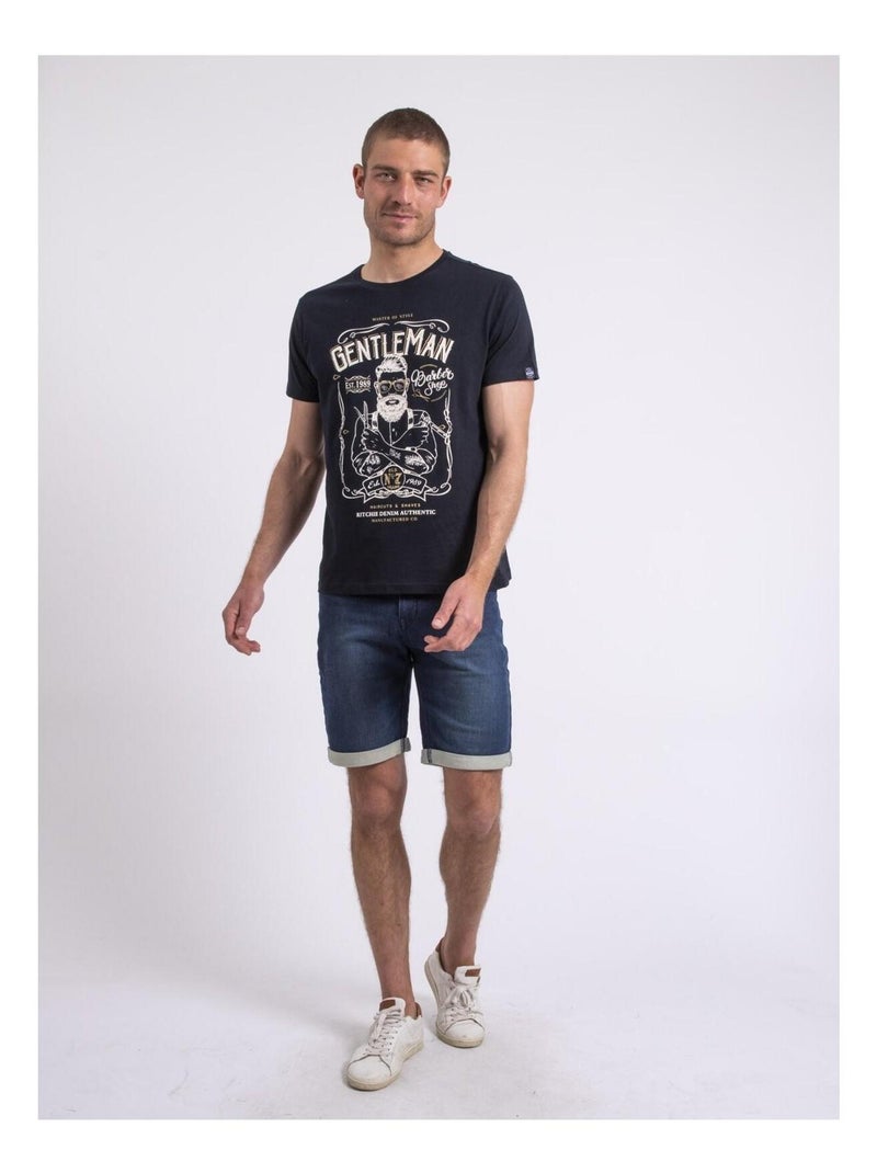 Nagori t-shirt met ronde hals Marineblauw - Kiabi
