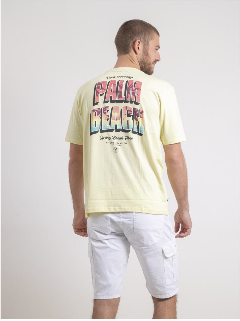 Nahamas oversized t-shirt met ronde hals van puur katoen Geel - Kiabi