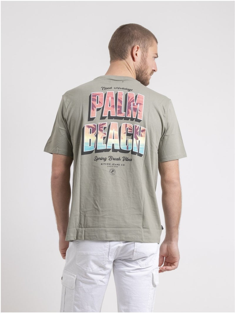 Nahamas oversized t-shirt met ronde hals van puur katoen Kaki - Kiabi