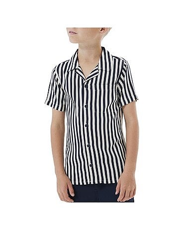 Name it ferane jongens overhemd zwart/wit gestreep