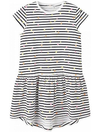 Name it frida gestreepte jurk wit voor meisjes