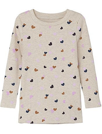 Name it fucky t-shirt met lange mouwen voor meisjes - beige
