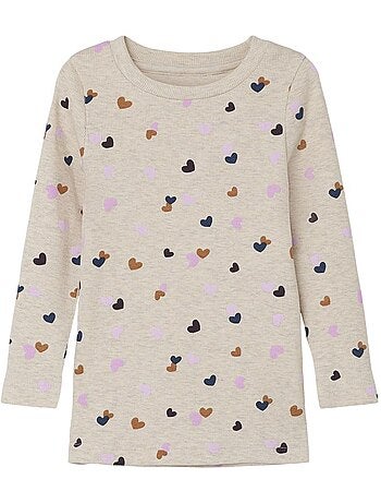 Name it fucky t-shirt met lange mouwen voor meisjes - beige