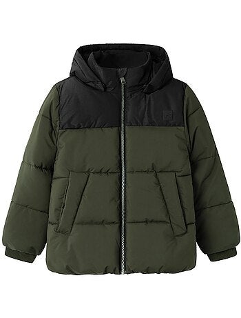 Name it jongens winterjas kaki/zwart
