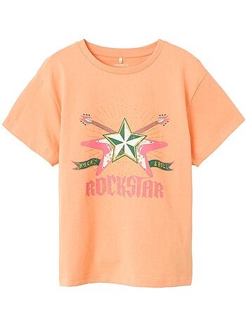 Name it losvallend oranje t-shirt voor meisjes