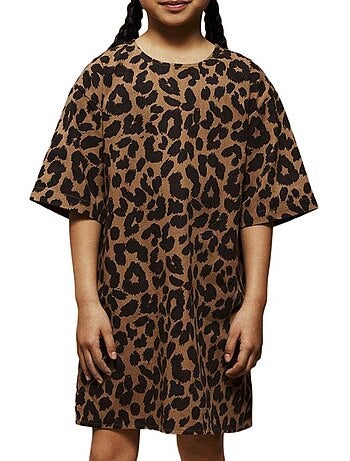 Name it nkfbelate meisjesjurk bruin/zwart