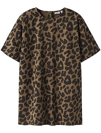 Name it nkfbelate meisjesjurk bruin/zwart